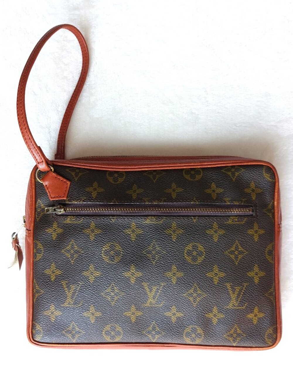VTG Louis Vuitton Monogram Canvas Leather Pochette Wristlet 9.5" Clutch Sport